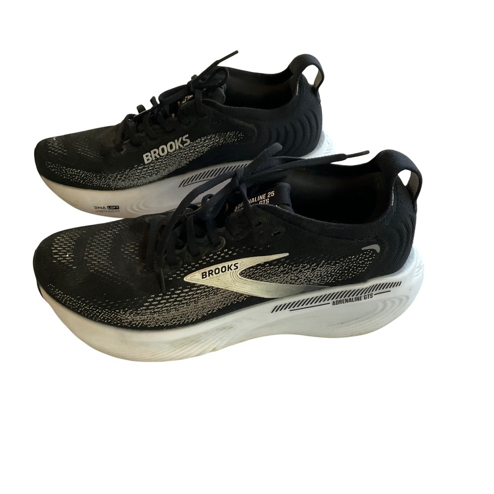 Brooks Adrenaline 25 GTS Running Shoes Mens 9.5 Black White Athletic Sneakers